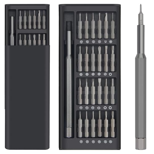 AMENDAS 24 in 1 Mini Screwdriver Set with Case, Small Flathead Magnetic Screwdriver Kit for Electronics, PC, Watches, Glasses, Phones, Jewelry, Black - Image 1