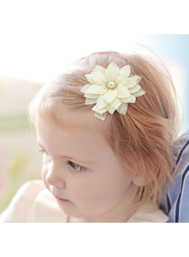 DeD 40PCS 2.3" Chiffon Flower Hair Bows Clips with Rhinestone Flower Tiny Hair Clips Fine Hair for Girls Infants Toddlers Set of 20 Pairs - Image 5
