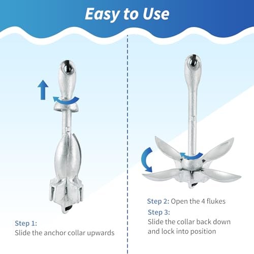 weyleity Kayak Anchor 3.5lbs/1.5kg Folding Anchor | Folding Grapnel Anchor with 12meters/39.37feet*6mm Rope Boat Anchor for Fishing Kayaks SUP Paddle Boards Canoes Jet Ski PWC Inflatable Small Boats - Image 5