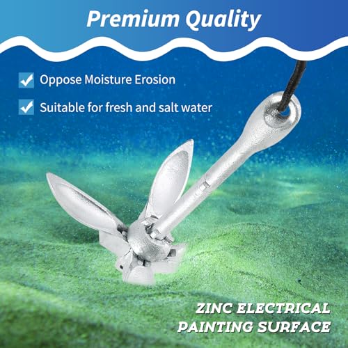 weyleity Kayak Anchor 3.5lbs/1.5kg Folding Anchor | Folding Grapnel Anchor with 12meters/39.37feet*6mm Rope Boat Anchor for Fishing Kayaks SUP Paddle Boards Canoes Jet Ski PWC Inflatable Small Boats - Image 4
