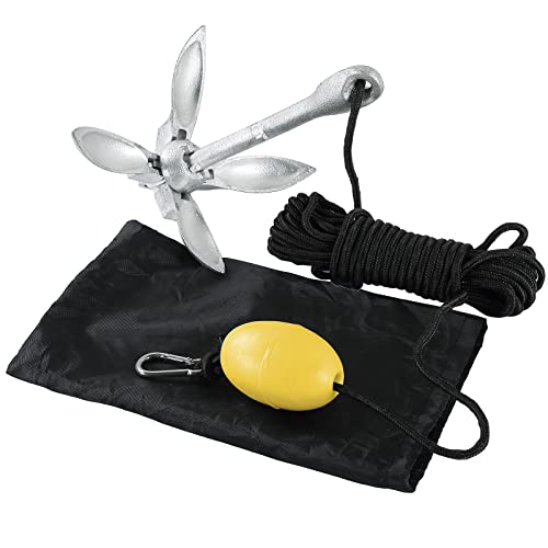 weyleity Kayak Anchor 3.5lbs/1.5kg Folding Anchor | Folding Grapnel Anchor with 12meters/39.37feet*6mm Rope Boat Anchor for Fishing Kayaks SUP Paddle Boards Canoes Jet Ski PWC Inflatable Small Boats - Image 1