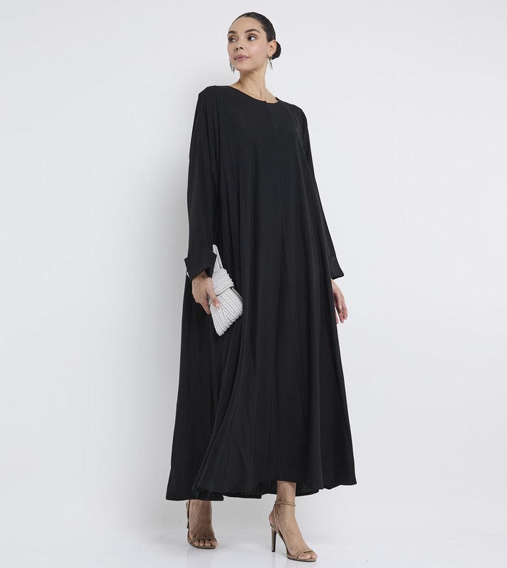 ROZA Stylish Umbrella Abaya with thin reverse pleating stitching. - Image 4
