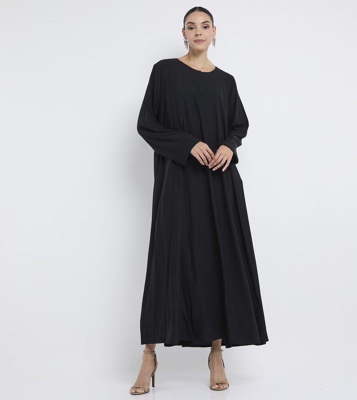 ROZA Stylish Umbrella Abaya with thin reverse pleating stitching. - Image 1