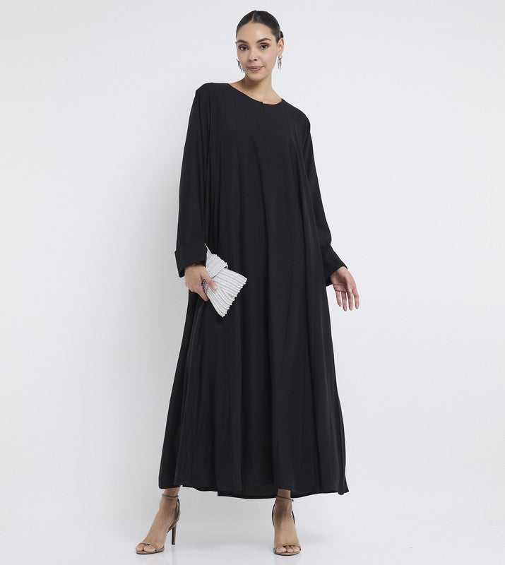 ROZA Stylish Umbrella Abaya with thin reverse pleating stitching. - Image 5