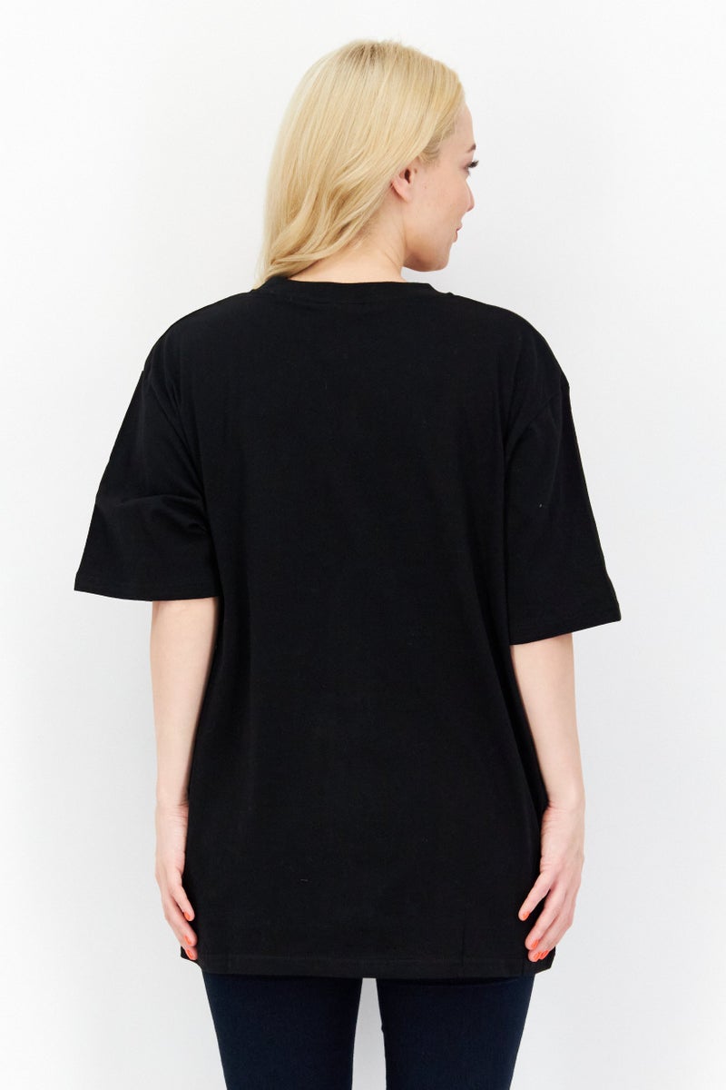 Marilyn Monroe Women Oversized Crew Neck Short Sleeve Graphic Print T-shirt, Black - Image 3