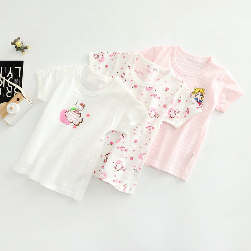 Summer Bamboo Cotton Kidsren's Short-Sleeved T-Shirts for Boys and Girls 100 Cotton Thin Half-Sleeved Bottoming Shirts 3-Piece Wholesale - Image 4