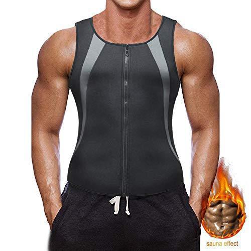Mens Neoprene Vest Slimming Sweat Sauna Shirt Black + Grey