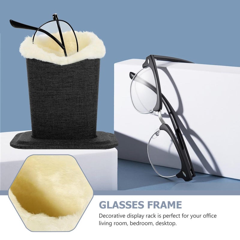 Black Plush Lined Eyeglass Holder Stand Glasses Case - Image 4