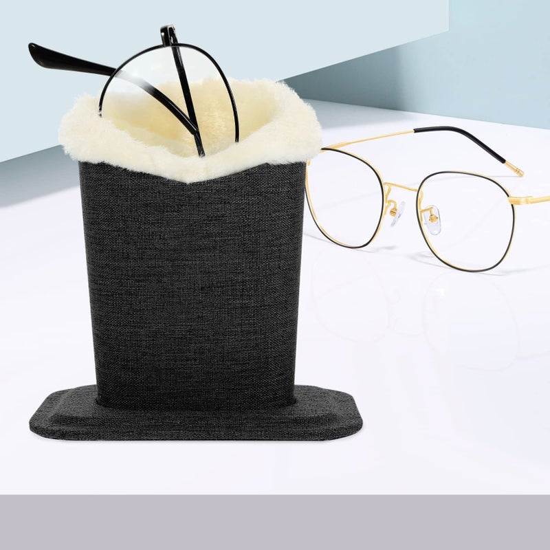 Black Plush Lined Eyeglass Holder Stand Glasses Case - Image 3