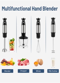 Xoopla Hand Blender Immersion Blender Handheld 600W Motor Electric Whisk 304 Stainless Steel Whisk,Frother, Chopper Bowl, Measuring Beaker 12 Speed Stick Blender for Kitchen, Baby Food-EU Plug  - Image 2