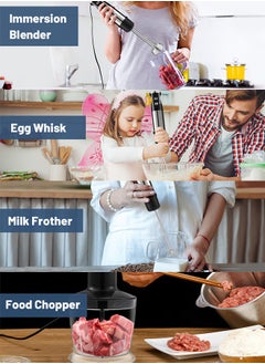 Xoopla Hand Blender Immersion Blender Handheld 600W Motor Electric Whisk 304 Stainless Steel Whisk,Frother, Chopper Bowl, Measuring Beaker 12 Speed Stick Blender for Kitchen, Baby Food-EU Plug  - Image 4