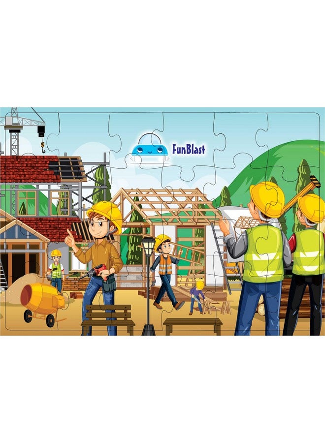 FunBlast Jigsaw Puzzles for Kids, Building Construction Jigsaw Puzzles for Kids, Floor Puzzle for Children, Learning & Educational Jigsaw Puzzle Toys, 24 Pcs Puzzle (Multicolor) (Set-A) - Image 1