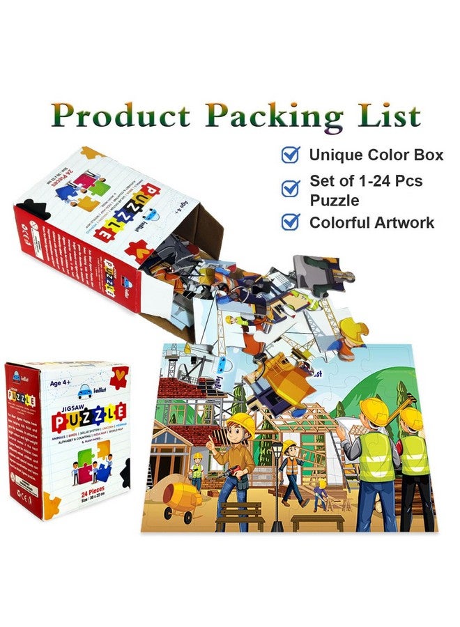 FunBlast Jigsaw Puzzles for Kids, Building Construction Jigsaw Puzzles for Kids, Floor Puzzle for Children, Learning & Educational Jigsaw Puzzle Toys, 24 Pcs Puzzle (Multicolor) (Set-A) - Image 4