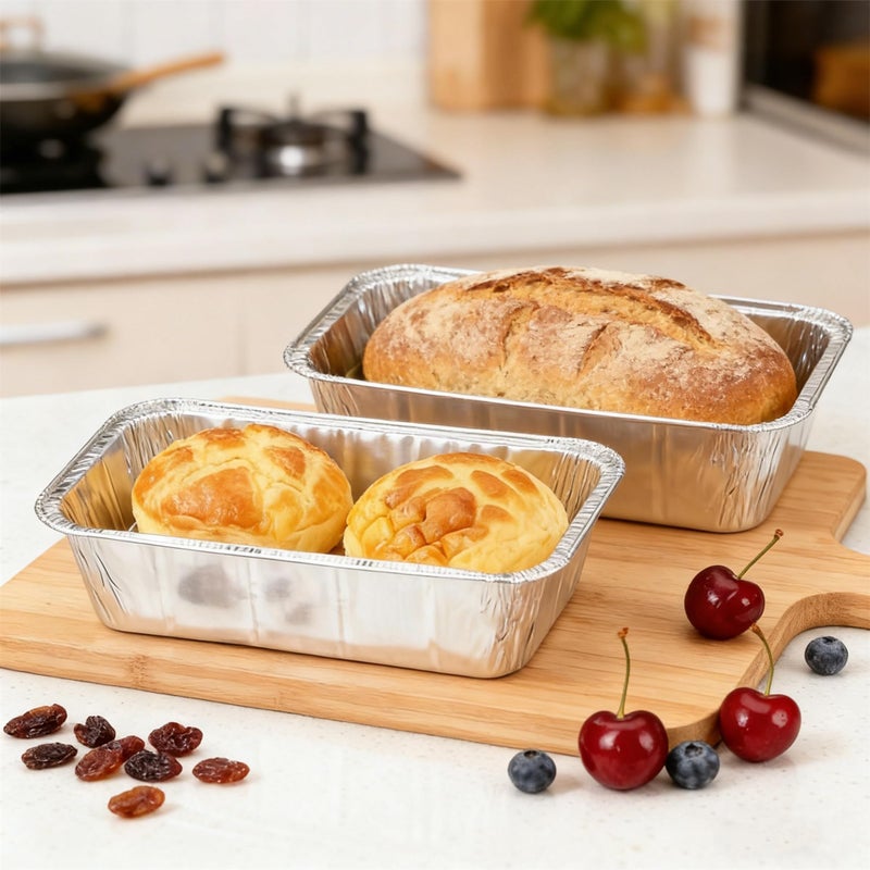 Findful 2 LB Disposable Aluminum Foil Loaf Pans, 50 Pack - 8.5"x4.5"x2.5" Heavy Duty Aluminum Foil Bread Tins for Perfect Banana Bread, Cakes & Meatloaf,Non-Stick, Even Baking, Easy Release - Image 3