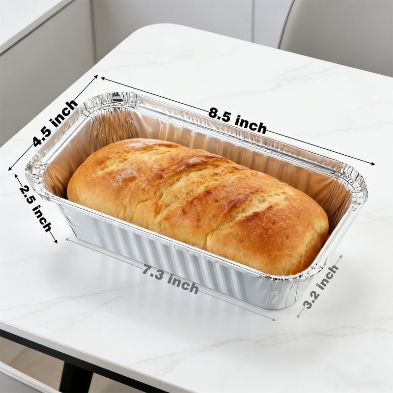 Findful 2 LB Disposable Aluminum Foil Loaf Pans, 50 Pack - 8.5"x4.5"x2.5" Heavy Duty Aluminum Foil Bread Tins for Perfect Banana Bread, Cakes & Meatloaf,Non-Stick, Even Baking, Easy Release - Image 2