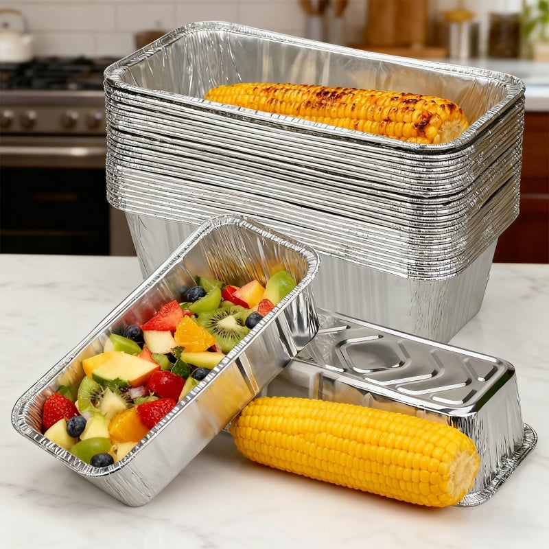 Findful 2 LB Disposable Aluminum Foil Loaf Pans, 50 Pack - 8.5"x4.5"x2.5" Heavy Duty Aluminum Foil Bread Tins for Perfect Banana Bread, Cakes & Meatloaf,Non-Stick, Even Baking, Easy Release - Image 4