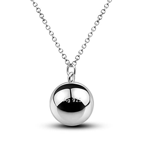 Dankadi 925 Sterling Silver Harmony Ball Necklace Brilliant Chime Bola 20MM Pendant Choker 18" 20" 22" 24" 26" Beads & O-Chain Women Jewelry Gifts For Pet Cats & Dogs (O-chain, 20 inch) - Image 1