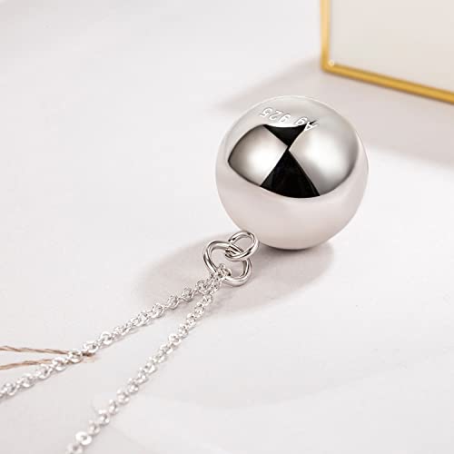 Dankadi 925 Sterling Silver Harmony Ball Necklace Brilliant Chime Bola 20MM Pendant Choker 18" 20" 22" 24" 26" Beads & O-Chain Women Jewelry Gifts For Pet Cats & Dogs (O-chain, 20 inch) - Image 5