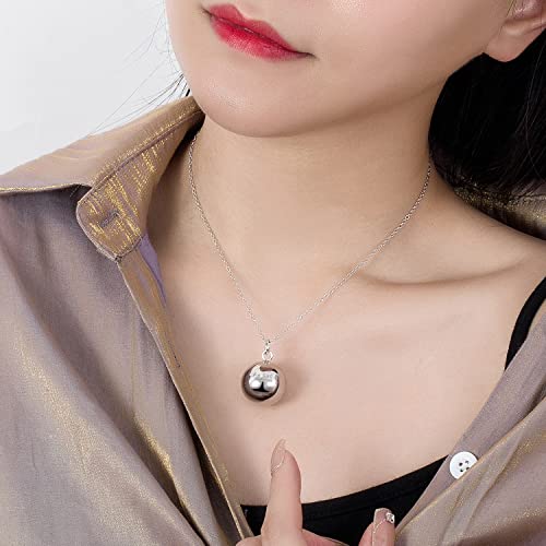 Dankadi 925 Sterling Silver Harmony Ball Necklace Brilliant Chime Bola 20MM Pendant Choker 18" 20" 22" 24" 26" Beads & O-Chain Women Jewelry Gifts For Pet Cats & Dogs (O-chain, 20 inch) - Image 2