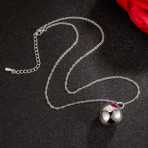 Dankadi 925 Sterling Silver Harmony Ball Necklace Brilliant Chime Bola 20MM Pendant Choker 18" 20" 22" 24" 26" Beads & O-Chain Women Jewelry Gifts For Pet Cats & Dogs (O-chain, 20 inch) - Image 3