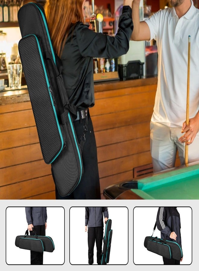GOBUROS 2x2 Pool Cue Case Holds 2 Butts and 2 Shafts, Soft Pool Stick Holder Case with Front Accessories Pocket, Billiard Cue Carrying Cases with Shoulder Strap for Easy Carry, Black and Green - Image 5