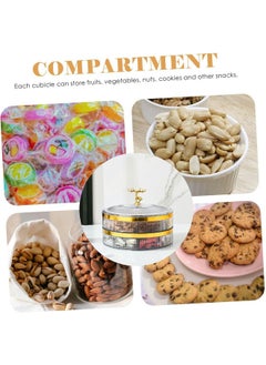 ShebSheb 2 Tier Round Divided Serving Tray，5 Scomparti Nuts Plate With Lid（Clear)  - Image 3