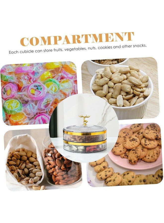 شيبشيب صينية تقديم مقسمة دائرية من طبقتين، صحن للمكسرات بـ 5 أقسام مع غطاء (شفاف) - Image 3