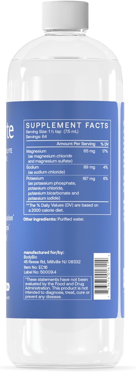 BodyBio eLyte  مركز الكتروليت سائل للترطيب النظيف طاقة تخفيف التشنجات بدون سكر بدون نكهات صناعية بدون مواد حشو صديق للكيتو - Image 2