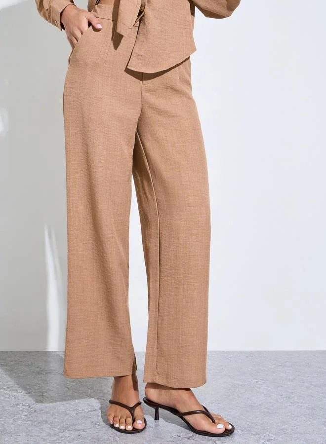 Amirah Over size shirt with emb patch and wide leg pants modest set