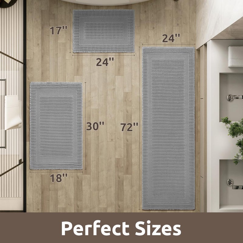 AMOAMI الحصير حمام حمام امتصات أموماي الحمام للحمام غير القابل للانزلاق سجاد الحمام مع شرابات البوهو ناعمة سجاد لحمام الحمام 18 "x30" رمادي - Image 1