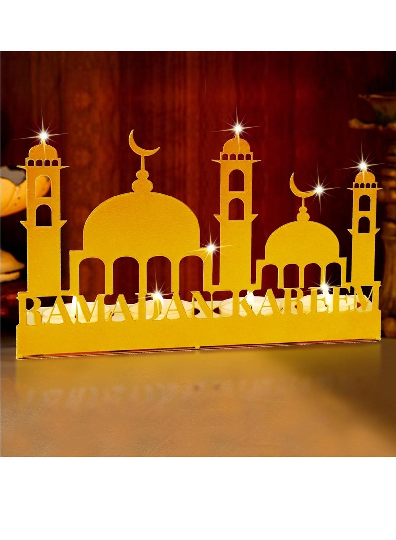 يواوليتي رمضان الجدول زينة ، رمضان شمعة حامل ، رمضان الشمعدان القلعة نمط للمنزل غرفة المعيشة ديكورات (شمعة لا تشمل) - Image 1