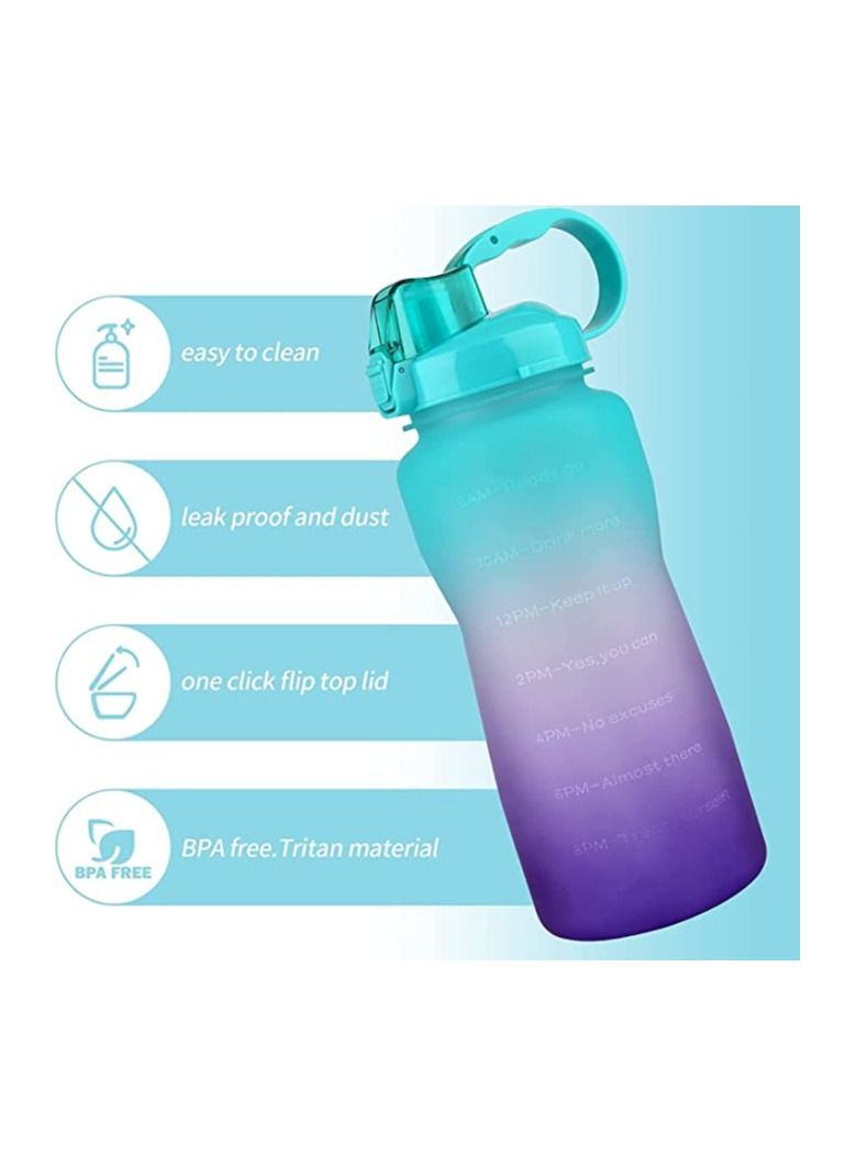 MahMir Water Bottle 2L/ Large Sports Bottle with Time Marker, BPA Free & Leakproof, Reusable Portable Fitness Sport Water Bottles for Gym &Outdoor Sports &Office (Multi Color Green)  - Image 3