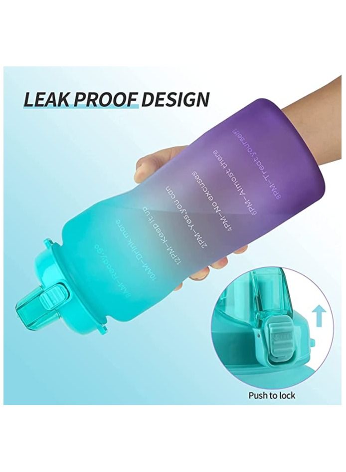 MahMir Water Bottle 2L/ Large Sports Bottle with Time Marker, BPA Free & Leakproof, Reusable Portable Fitness Sport Water Bottles for Gym &Outdoor Sports &Office (Multi Color Green)  - Image 5
