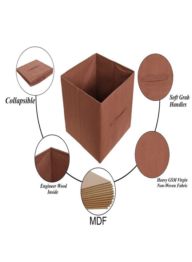 ABBASI 11.8x11.8x11.8 Storage Cubes | Features Dual Handles | Cube Storage Bins | Foldable Closet Organizers and Storage | Non-Woven Fabric Storage Box for Home (pack of 2, Brown) - Image 2
