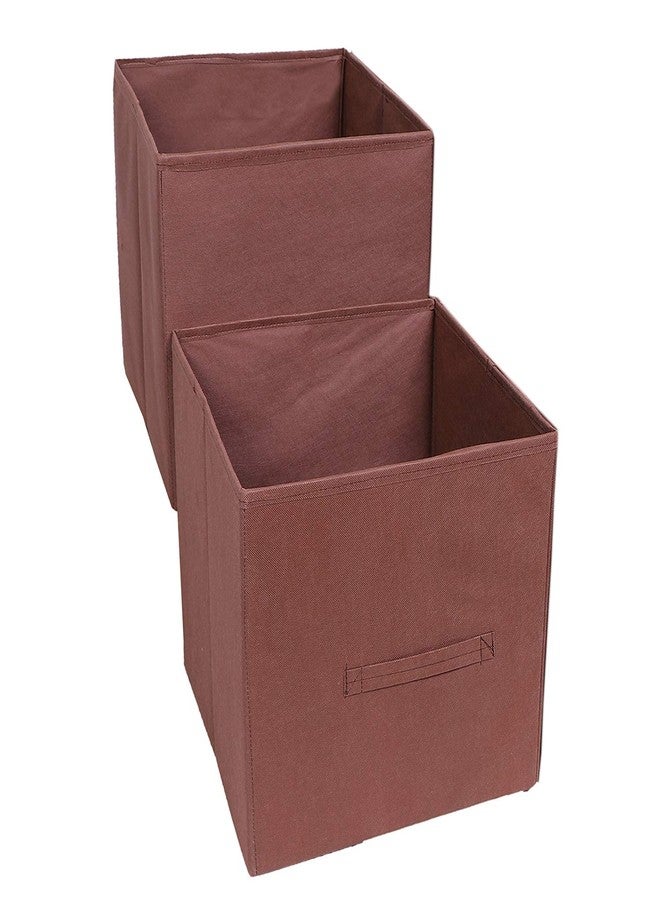 ABBASI 11.8x11.8x11.8 Storage Cubes | Features Dual Handles | Cube Storage Bins | Foldable Closet Organizers and Storage | Non-Woven Fabric Storage Box for Home (pack of 2, Brown) - Image 1