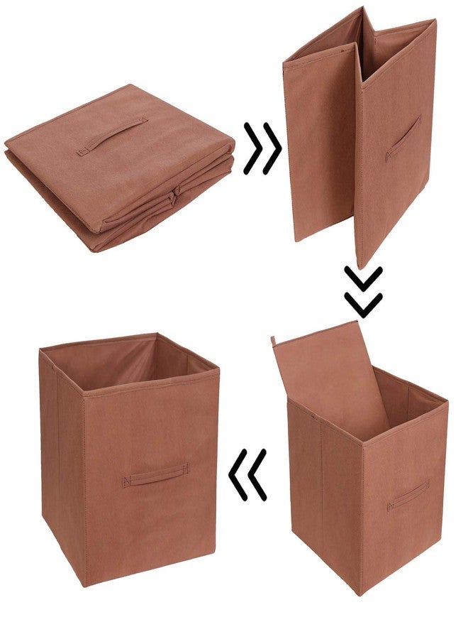 ABBASI 11.8x11.8x11.8 Storage Cubes | Features Dual Handles | Cube Storage Bins | Foldable Closet Organizers and Storage | Non-Woven Fabric Storage Box for Home (pack of 2, Brown) - Image 4
