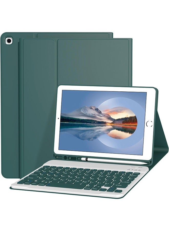 Keyboard Case for iPad 9th/8th/7th Generation 10.2 Inch [Magnetic Detachable Wireless Keyboard][Support 3 System] Flip Stand Case with Pencil Holder for iPad 10.2 2021/2020/2019, Green - Image 1