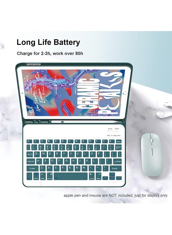 Keyboard Case for iPad 9th/8th/7th Generation 10.2 Inch [Magnetic Detachable Wireless Keyboard][Support 3 System] Flip Stand Case with Pencil Holder for iPad 10.2 2021/2020/2019, Green - Image 5