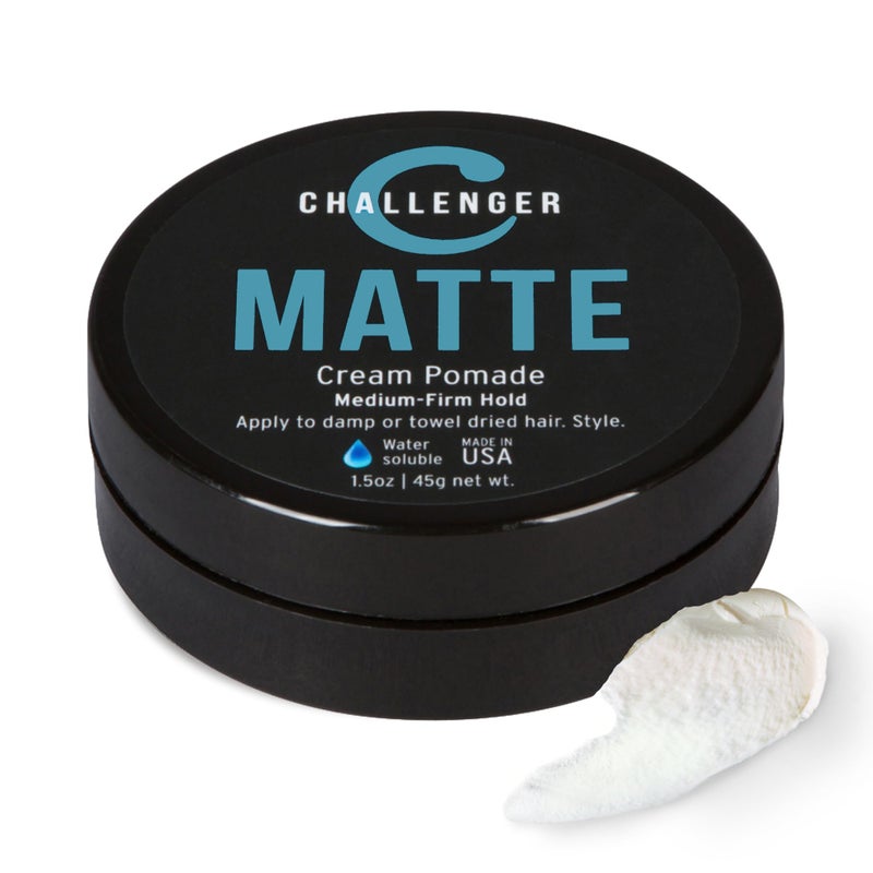 Challenger Matte Cream Pomade Natural Shine Free Styling Product Medium Firm AllDay Hold Travel Friendly Water Based Hair Gel For All Hair Types 15oz - Image 3
