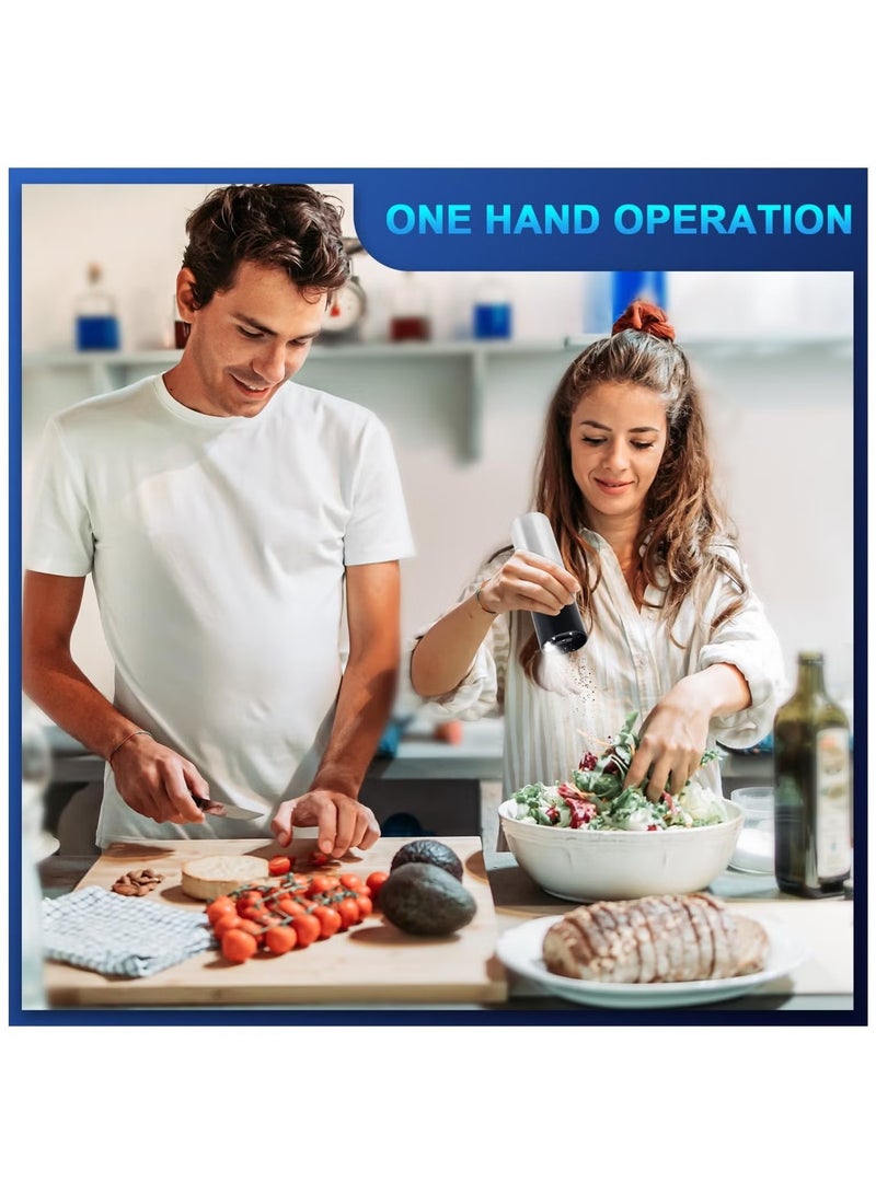 Ailily Electric Salt and Pepper Grinder Set: Rechargeable Pepper Mills with Adjustable Coarseness - Automatic Battery Operated Spices Shaker  in Stainless Steel - Image 2