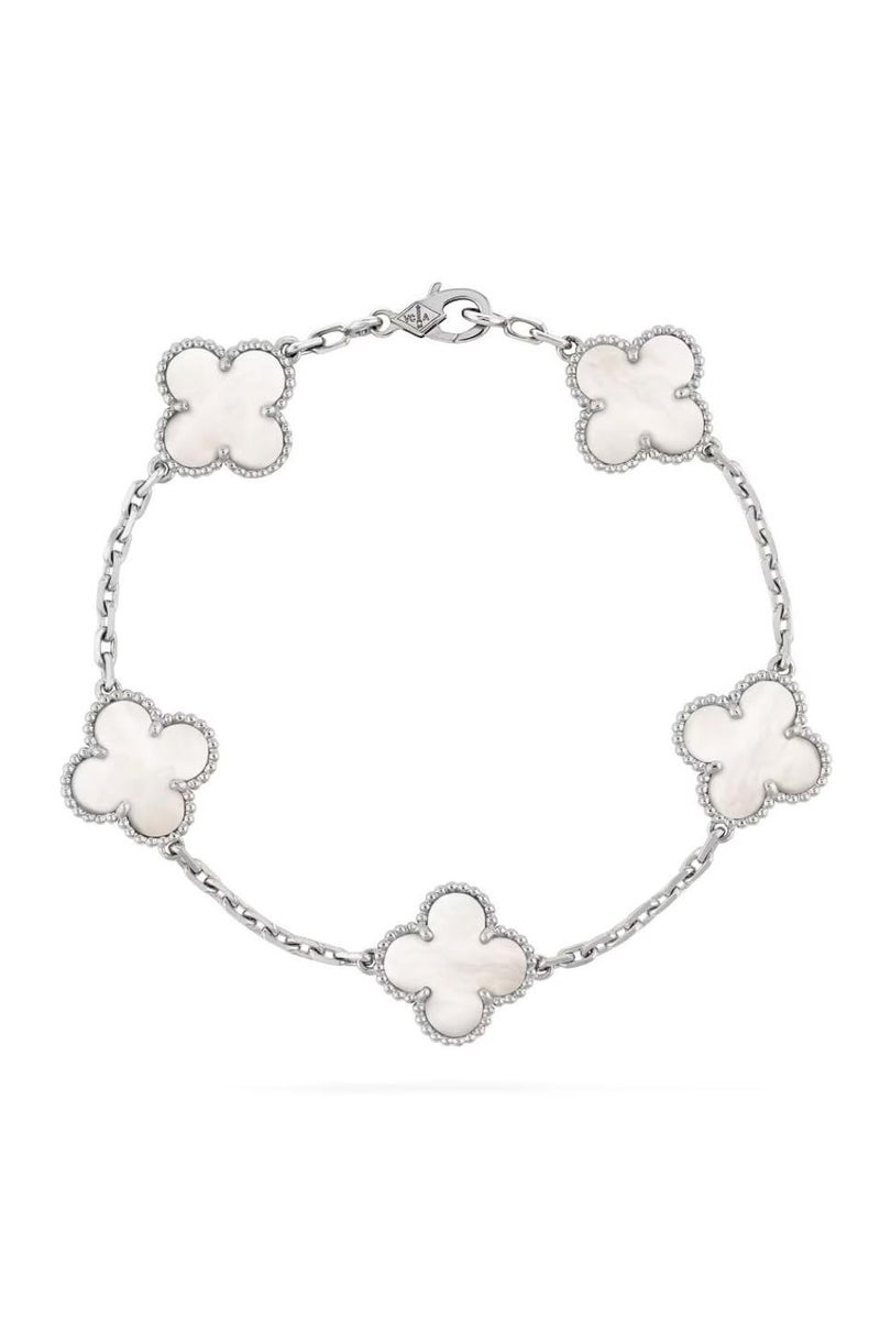Stainless Steel Five Leaf Clover Bracelet for Women-Lucky 5 Leaf Link Bracelet Jewelry Gift for Women - Image 1