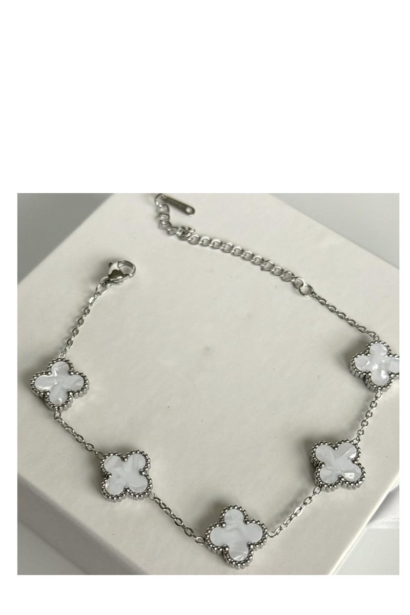 Stainless Steel Five Leaf Clover Bracelet for Women-Lucky 5 Leaf Link Bracelet Jewelry Gift for Women - Image 2