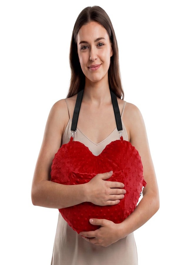 okmaba Heart Surgery Pillow & Hysterectomy Pillow, Chest and Abdominal Support Pillow with Dual Straps, Heart-Shaped Sternum and Incision Protection Pillow for Post Surgery Recovery (Red) - Image 1