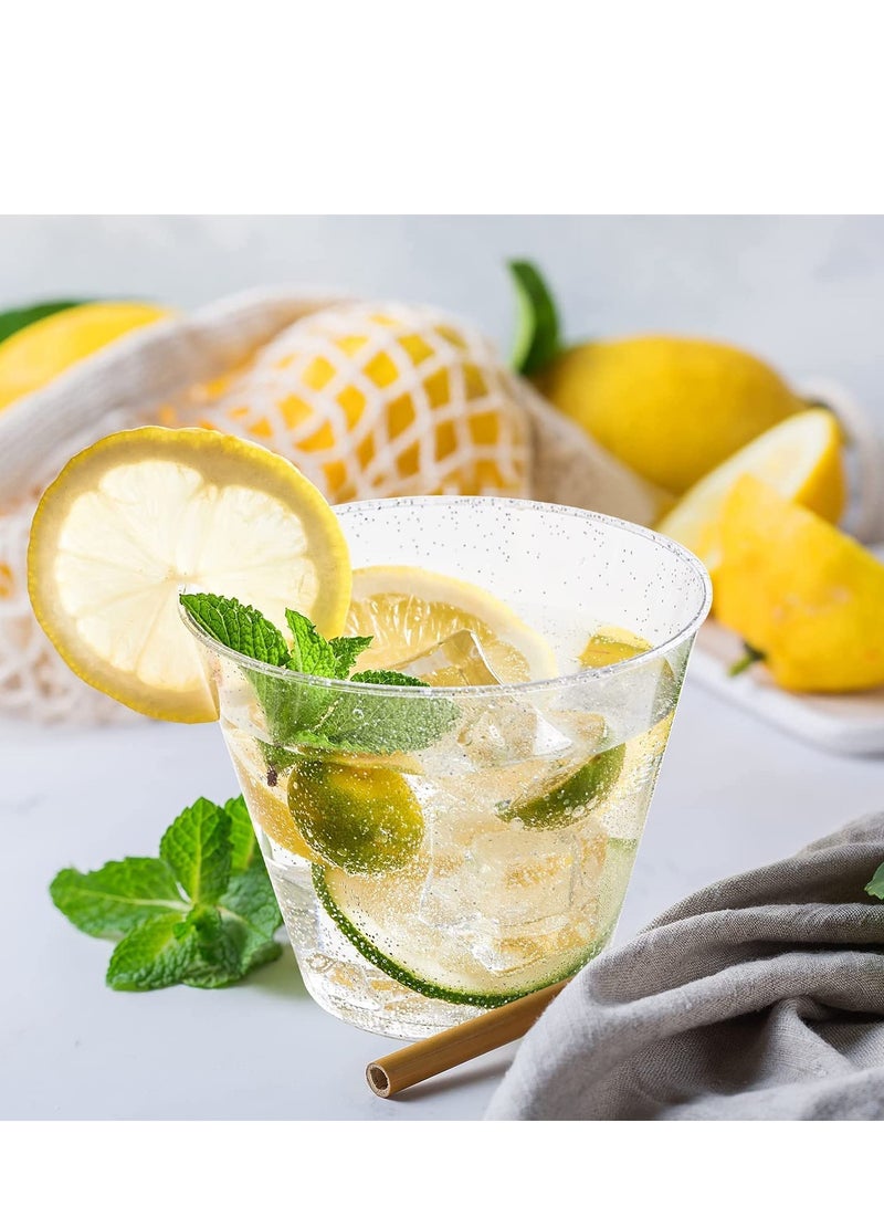 SYOSI Disposable Plastic Cups Plastic Champagne Flutes Silver Glitter Plastic Cups 250ml Stemless Disposable Silver Rim Glasses Shatterproof Reusable Perfect For Wedding Party Birthday Cup 20 Pack - Image 5