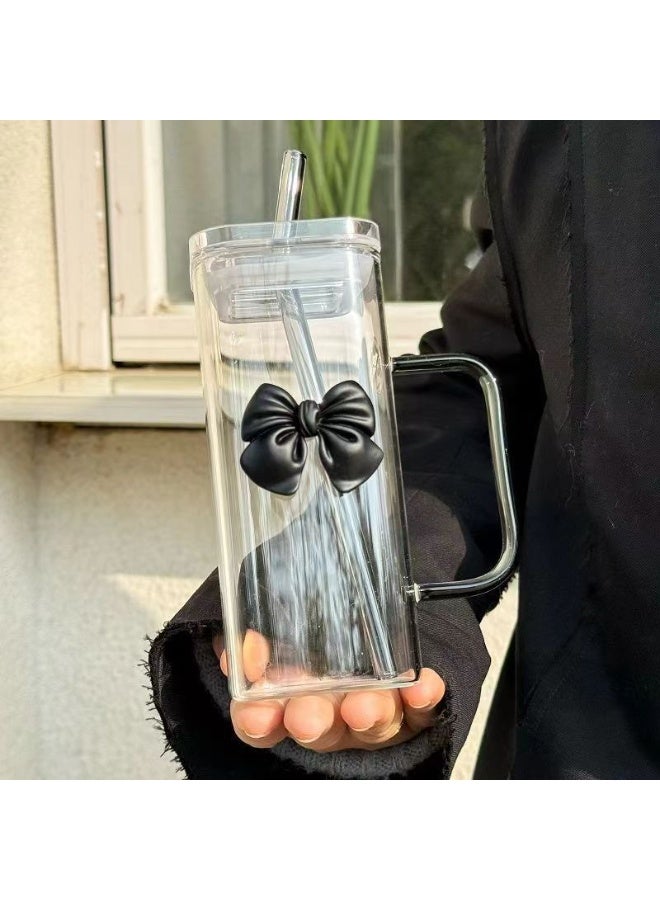 كوب زجاجي متعدد الألوان من فيونكا، مزود بمقبض وماصة - Image 4