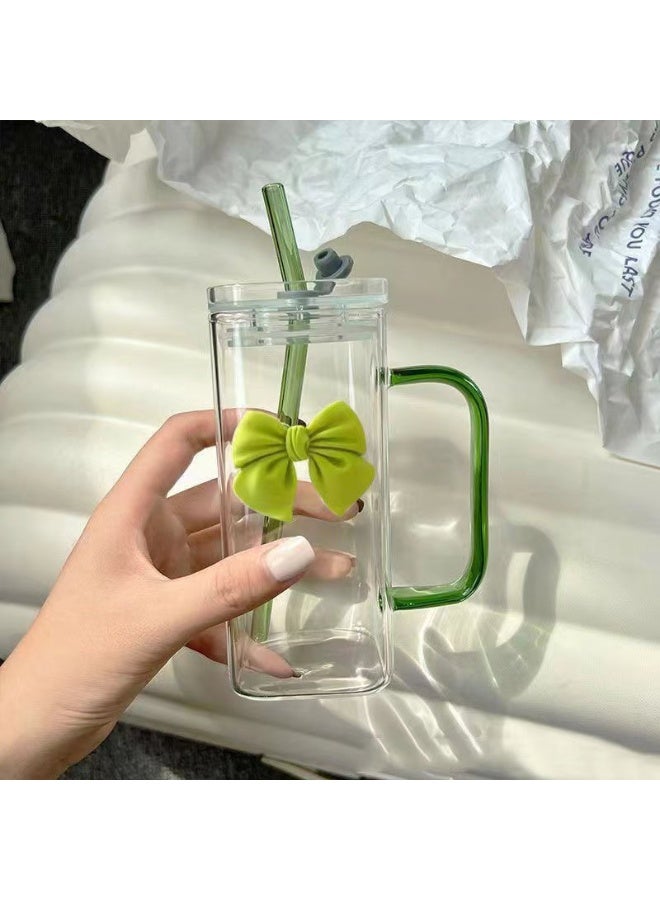 كوب زجاجي متعدد الألوان من فيونكا، مزود بمقبض وماصة - Image 3