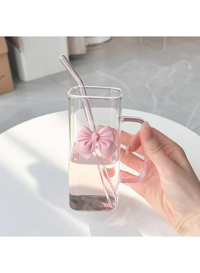 كوب زجاجي متعدد الألوان من فيونكا، مزود بمقبض وماصة - Image 2