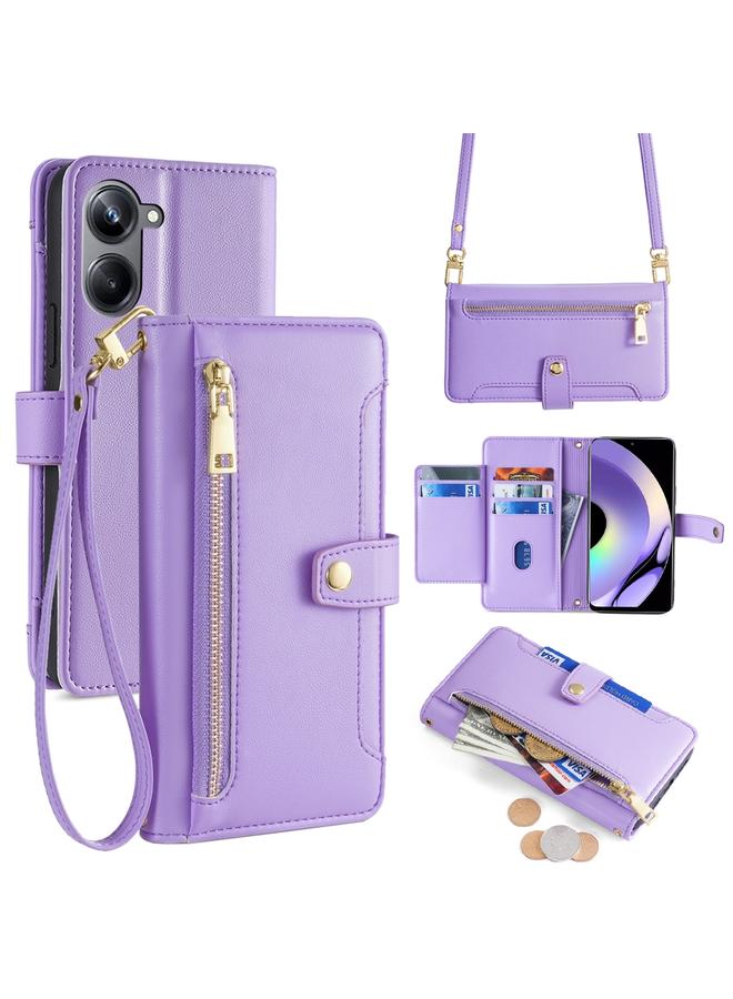 S-TOP Case For Realme 10 Pro 5G Sheep Texture Cross-body Zipper Wallet Leather Phone Case - Image 1