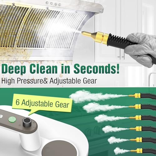 Toolastra Steam Cleaner, 10s Rapid Heating Steamer with 6 Levels, 1.2L Water Tank, Portable Powerful Steamer for Cleaning without chemicals, Handheld Steam Cleaner for Home, Car, Grout, Tile (1.2L) - Image 4