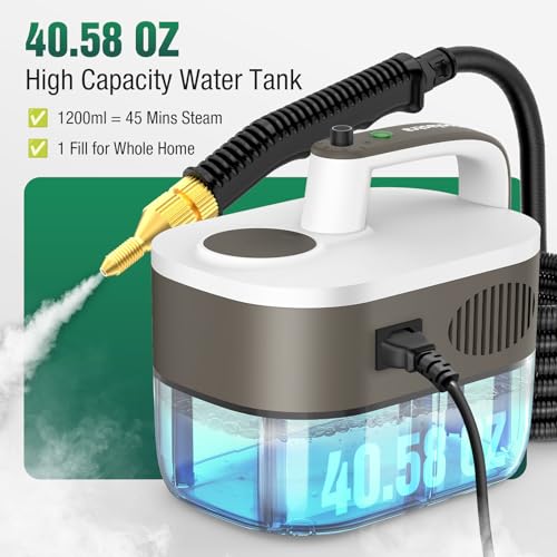 Toolastra Steam Cleaner, 10s Rapid Heating Steamer with 6 Levels, 1.2L Water Tank, Portable Powerful Steamer for Cleaning without chemicals, Handheld Steam Cleaner for Home, Car, Grout, Tile (1.2L) - Image 3
